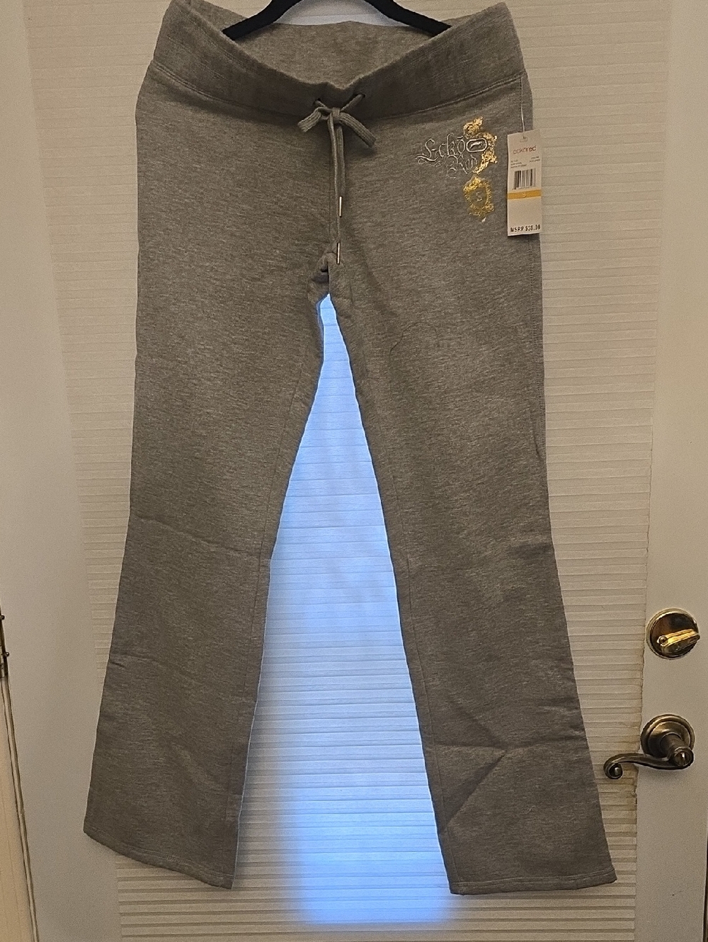 New Girls Gray Drawstring Sweatpants with Gold Accent